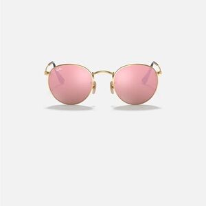 Ray-Ban Gold and Pink Round Sunglasses